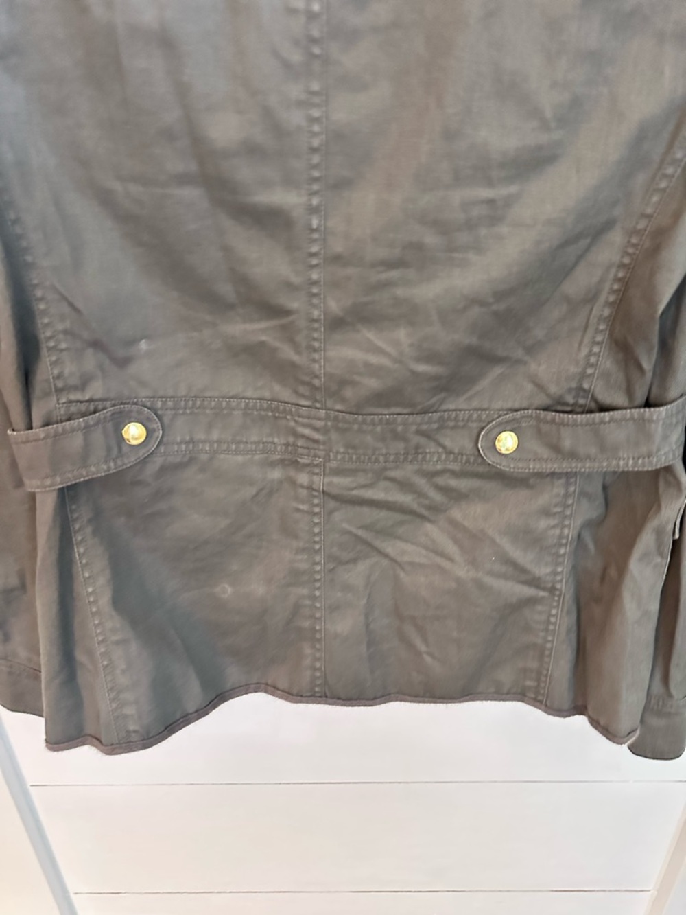 J CREW M Relaxed Boyfriend Resin olive green twill cotton field jacket boho chic - Picture 10 of 14